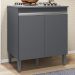 Balcao Com Tampo Cooktop 79 cm 2 Portas Andreia Cinza REAJL
