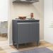 Balcao Com Tampo Cooktop 79 cm 2 Portas Andreia Cinza REAJL