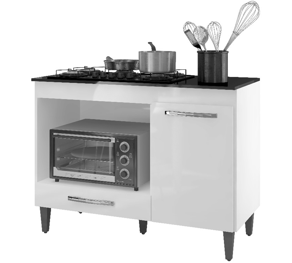 Balcao Com Tampo Forno E Cooktop 105 cm Carla Branco REAJL Moveis
