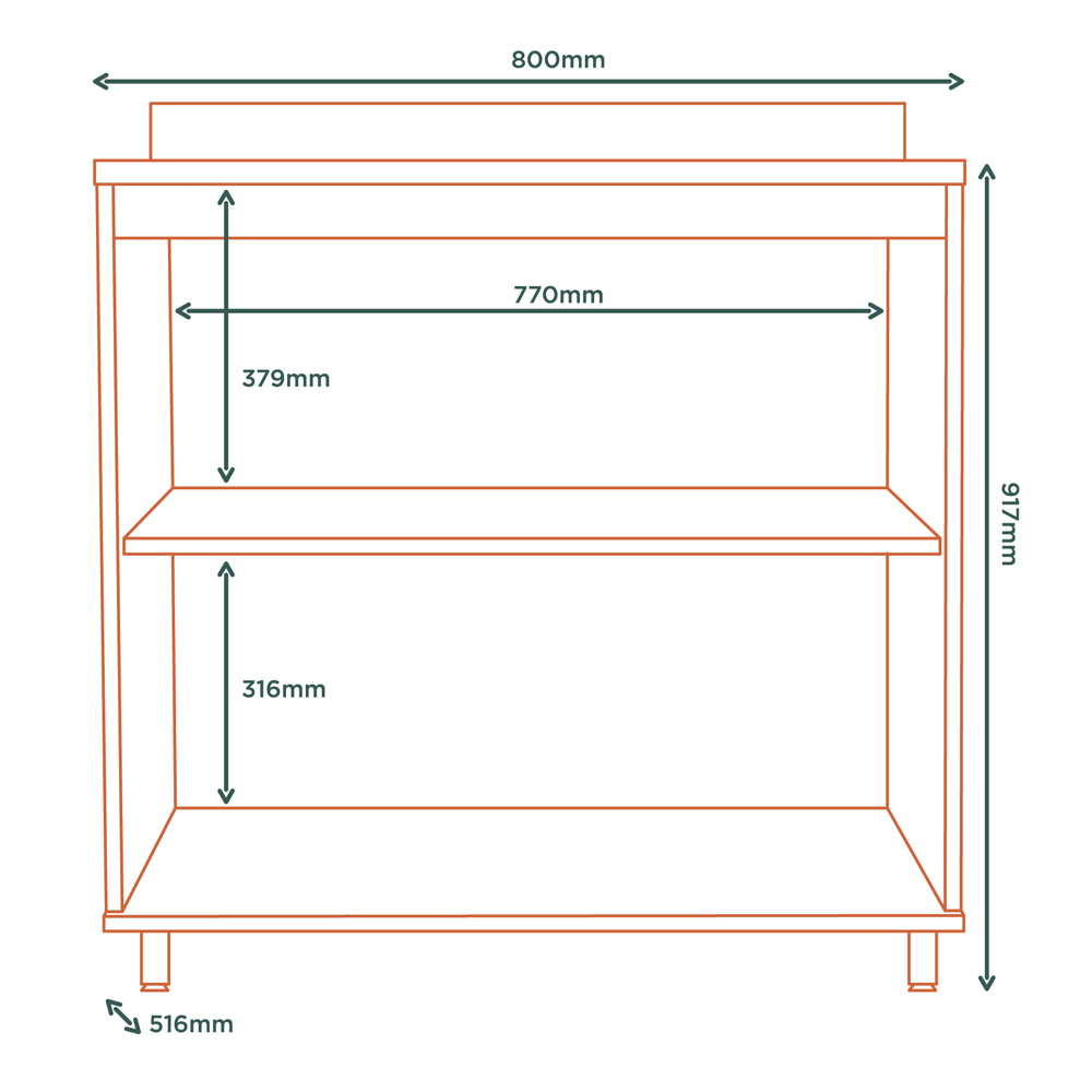 Balcao Com Tampo MDF 80 cm 2 Portas Tosc BT002 Freijo Freijo MXM