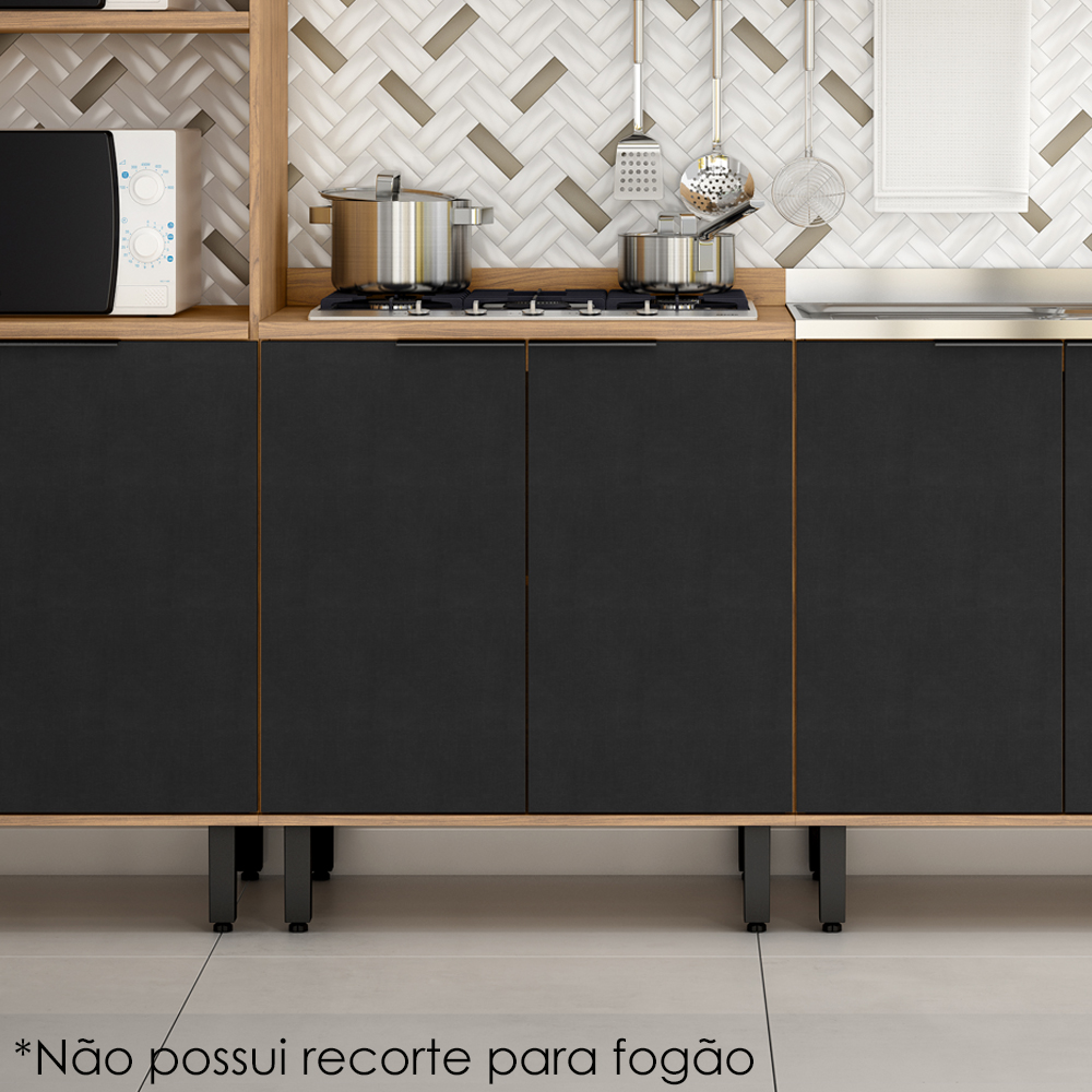 Balcao Com Tampo MDF 80 cm 2 Portas Tosc BT002 Freijo Nero MXM