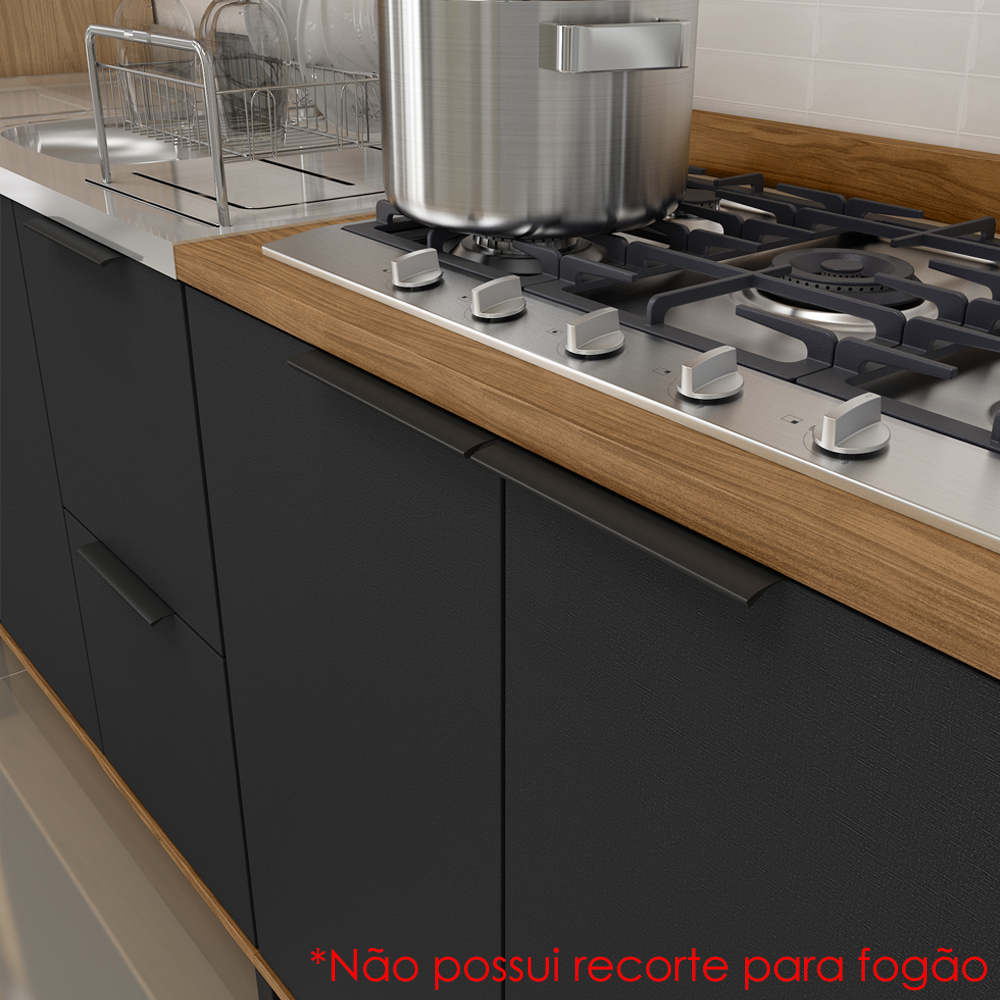 Balcao Com Tampo MDF 80 cm 2 Portas Tosc BT002 Freijo Nero MXM