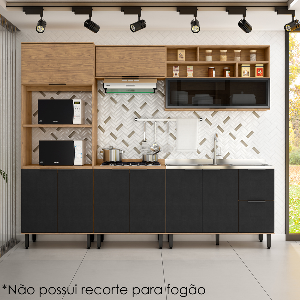 Balcao Com Tampo MDF 80 cm 2 Portas Tosc BT002 Freijo Nero MXM