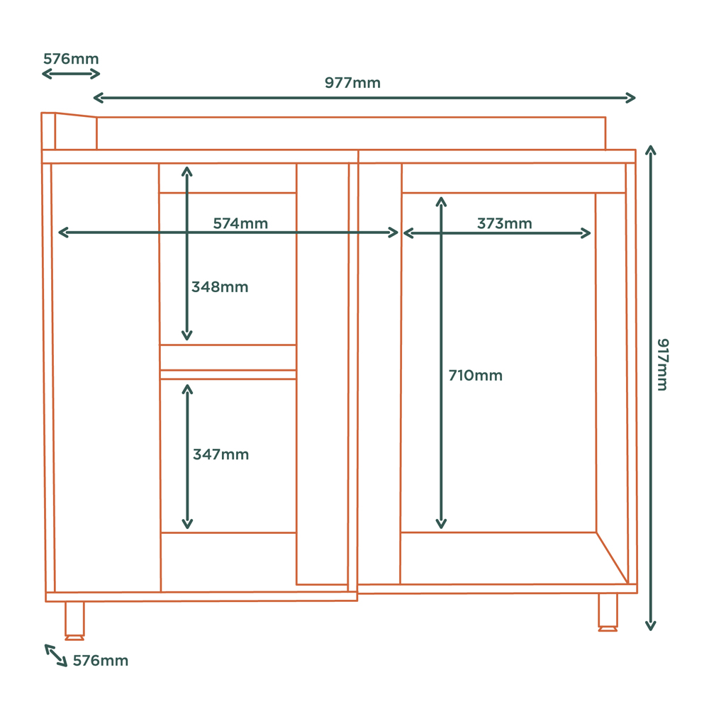 Balcao De Canto Reto MDF 98 cm Tosc BT004 Freijo Freijo MXM