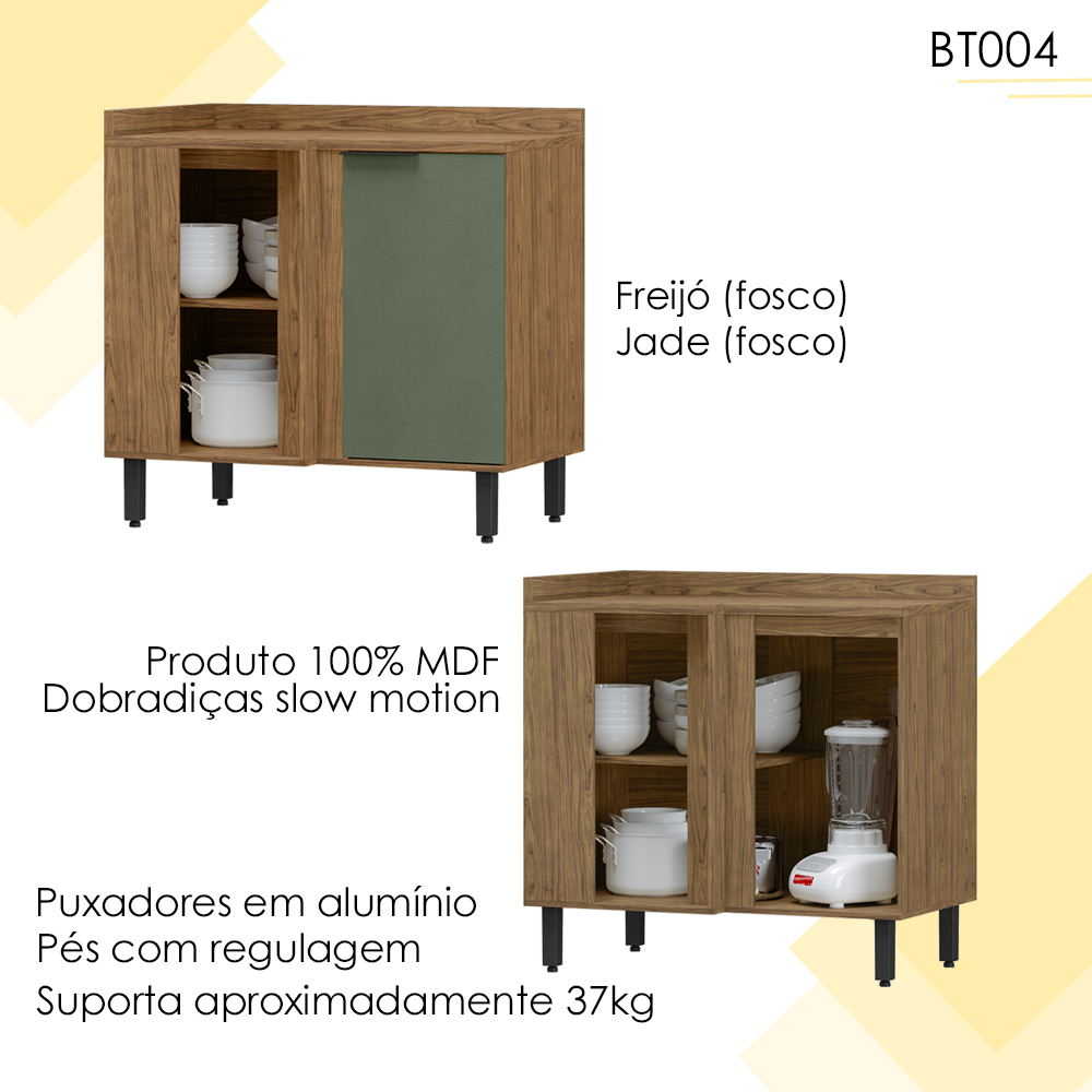 Balcao De Canto Reto MDF 98 cm Tosc BT004 Freijo Jade MXM