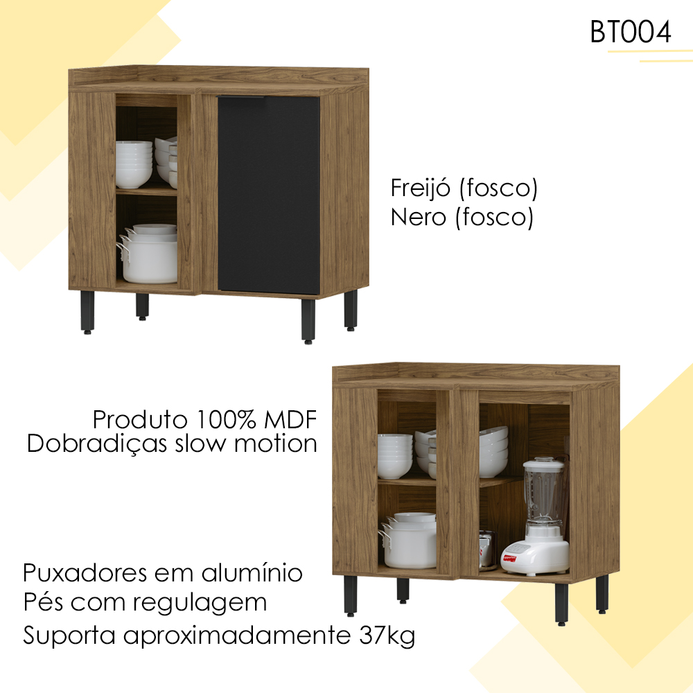 Balcao De Canto Reto MDF 98 cm Tosc BT004 Freijo Nero MXM