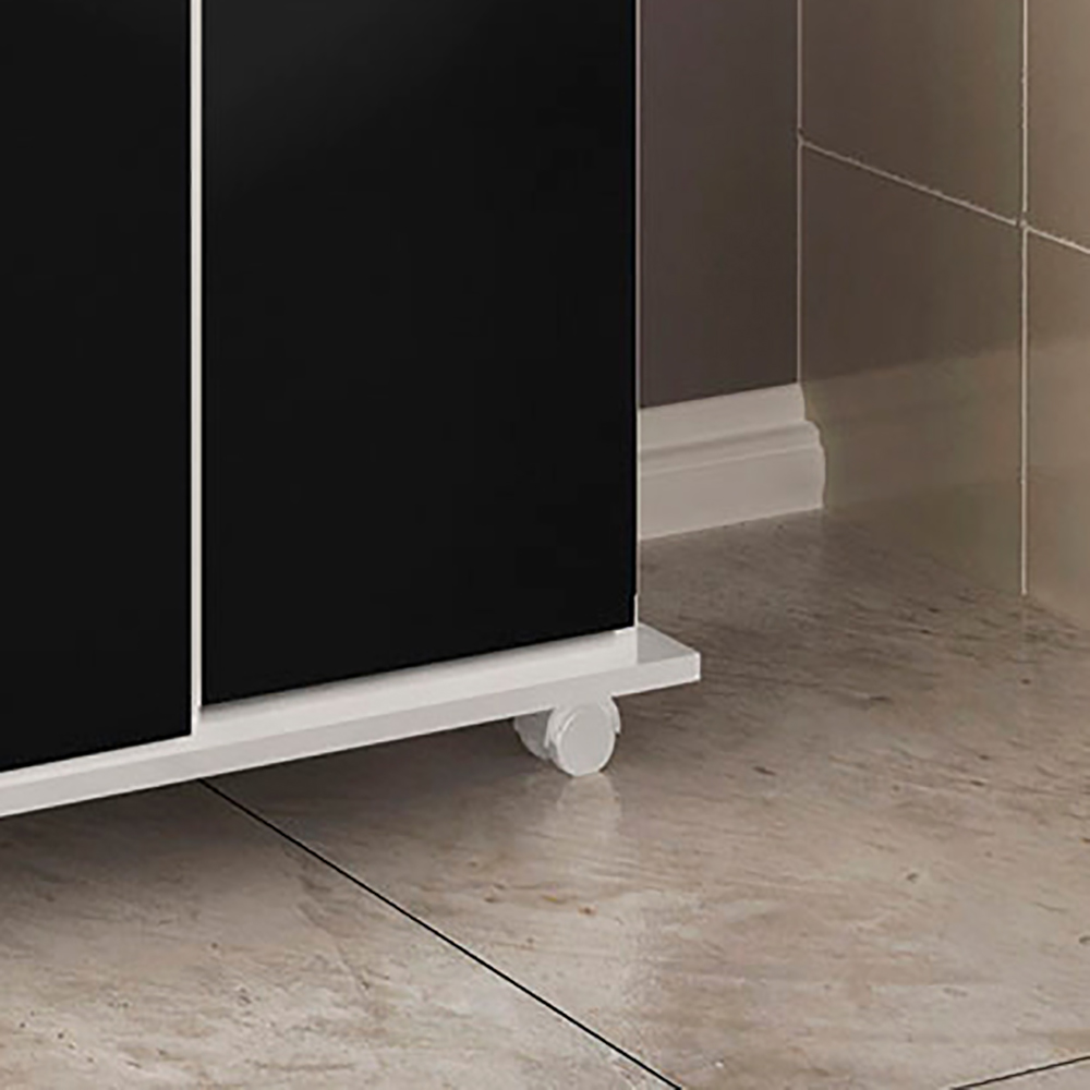 Balcao Fruteira Cozinha 2 Portas 89 cm MF185 Branco Preto Dtall