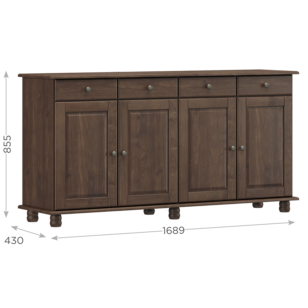 Balcao Madeira Maciça 4 Portas 4 Gavetas 169 cm 8929 Cafe Milani Store