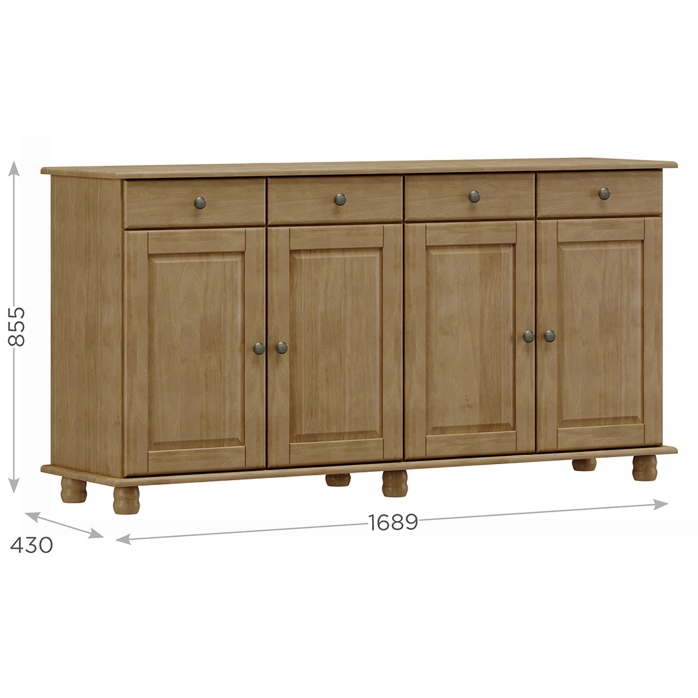 Balcao Madeira Maciça 4 Portas 4 Gavetas 169 cm 8929 Freijo Milani Store