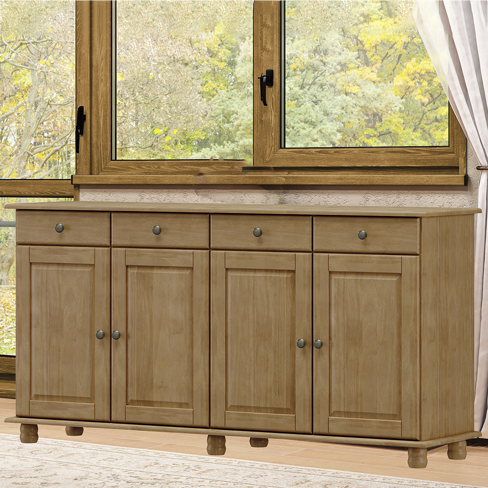Balcao Madeira Maciça 4 Portas 4 Gavetas 169 cm 8929 Freijo Milani Store
