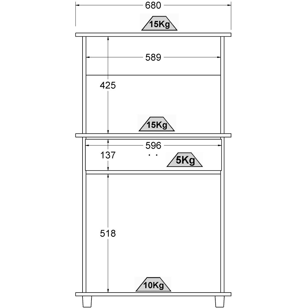 Balcao Multiuso 2 Fornos 2 Pt 1 Gv 68 cm BA30 Branco Dtall