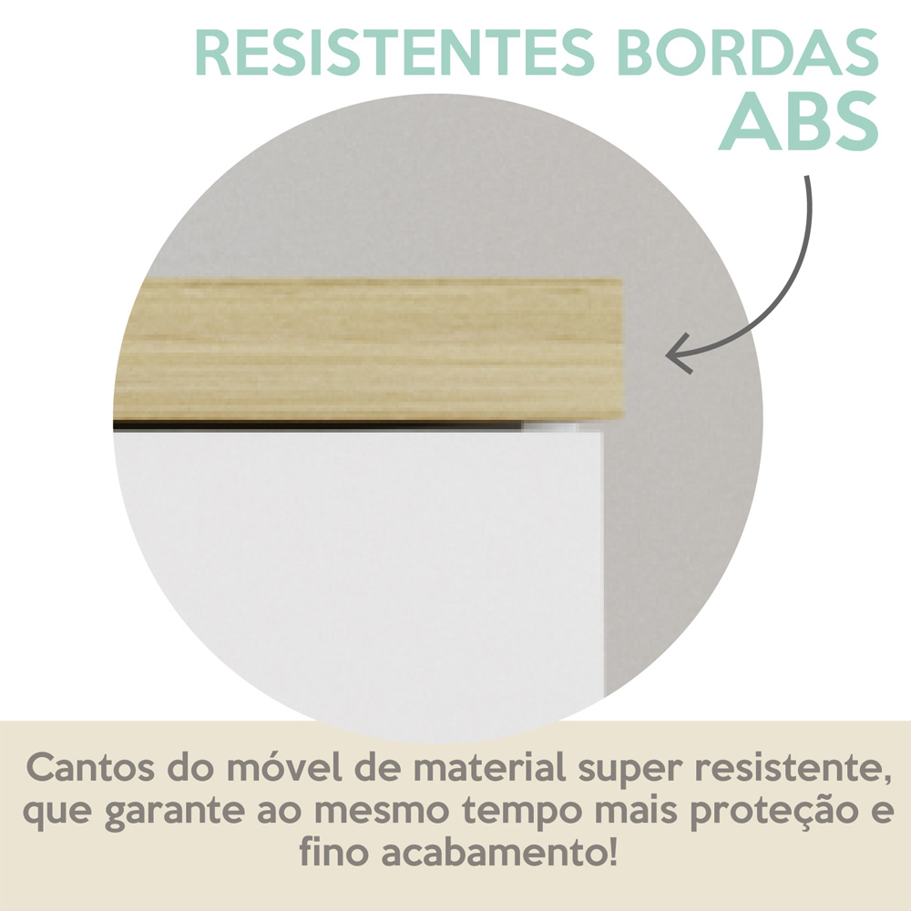 Balcao Multiuso Tampo Tamburato 70cm Olmo Branco TOK ARTY