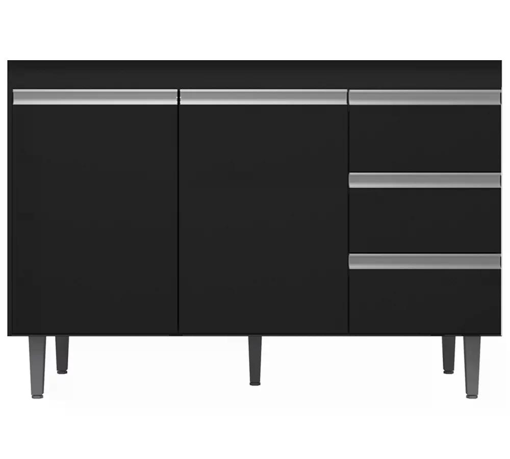 Balcao Para Pia 120 Cm 02 Portas Andreia Preto REAJL Moveis