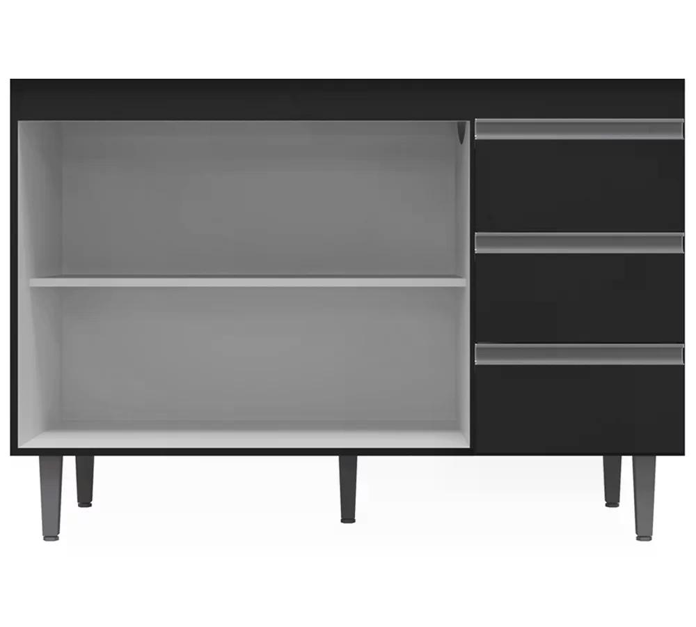 Balcao Para Pia 120 Cm 02 Portas Andreia Preto REAJL Moveis