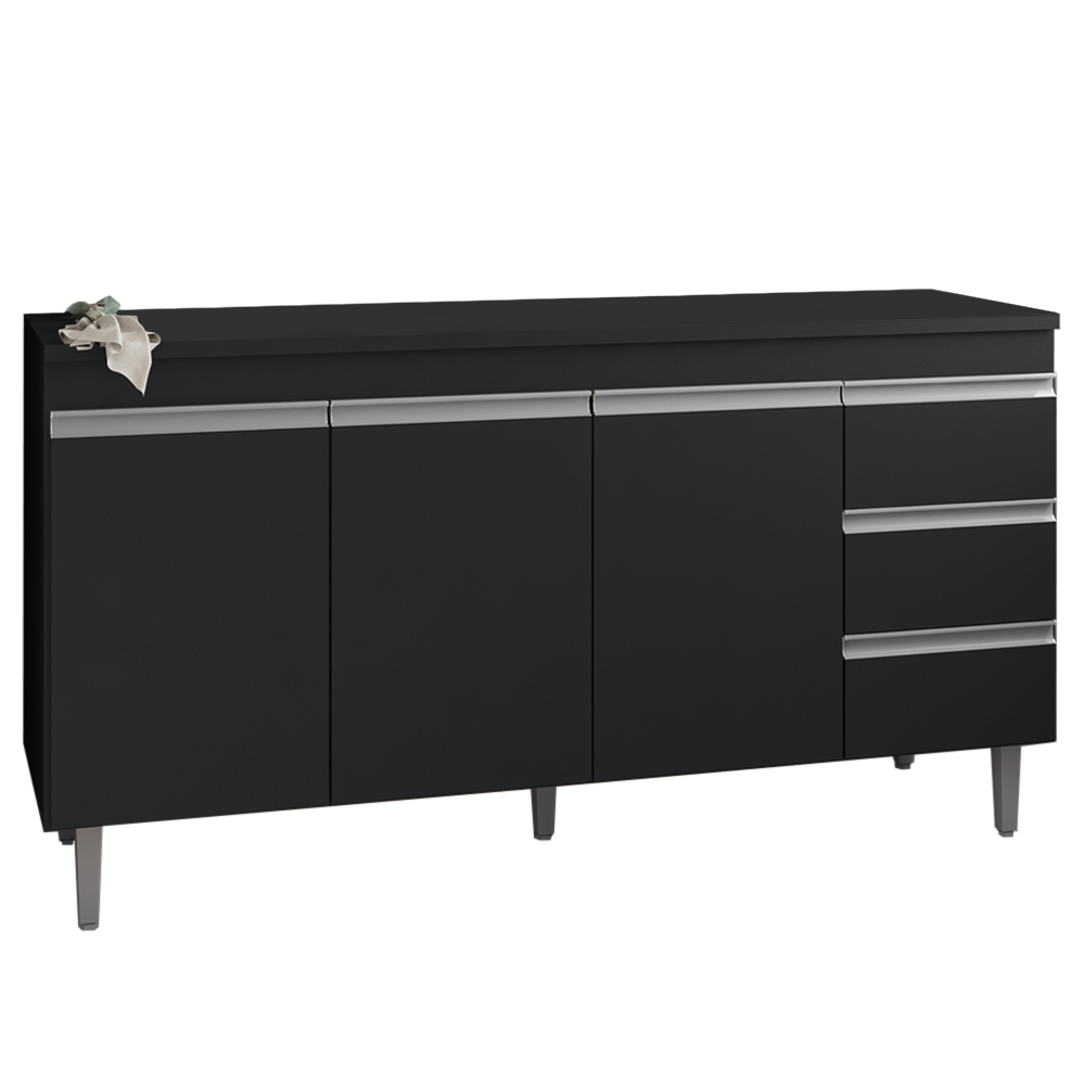 Balcao Para Pia 146 cm 3 Portas Andreia Preto REAJL