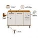 Balcao Para Pia 3P 2G 120 cm Cria J00157 Freijo Off White PLN
