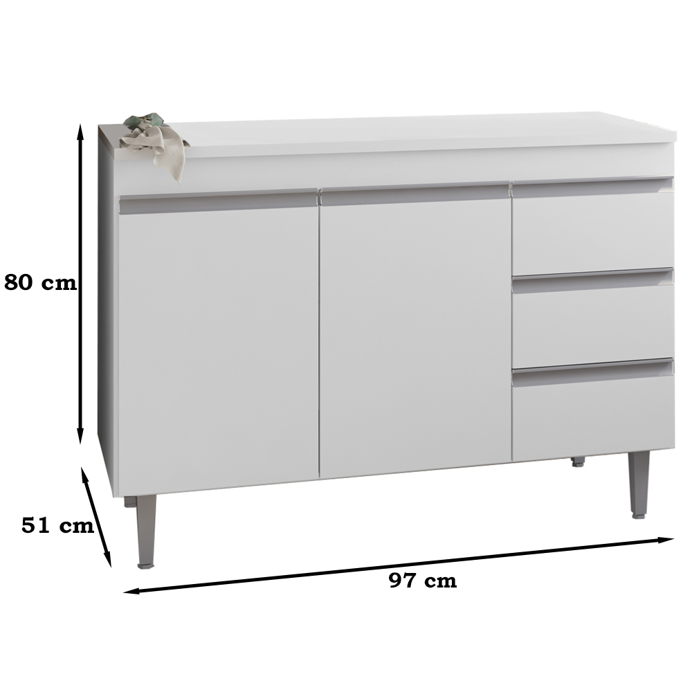 Balcao Para Pia 97 cm 2 Portas Andreia Branco REAJL