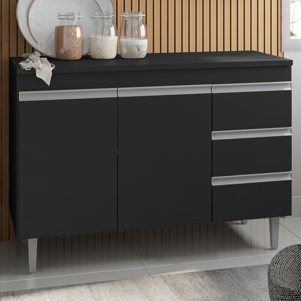 Balcao Para Pia 97 cm 2 Portas Andreia Preto REAJL