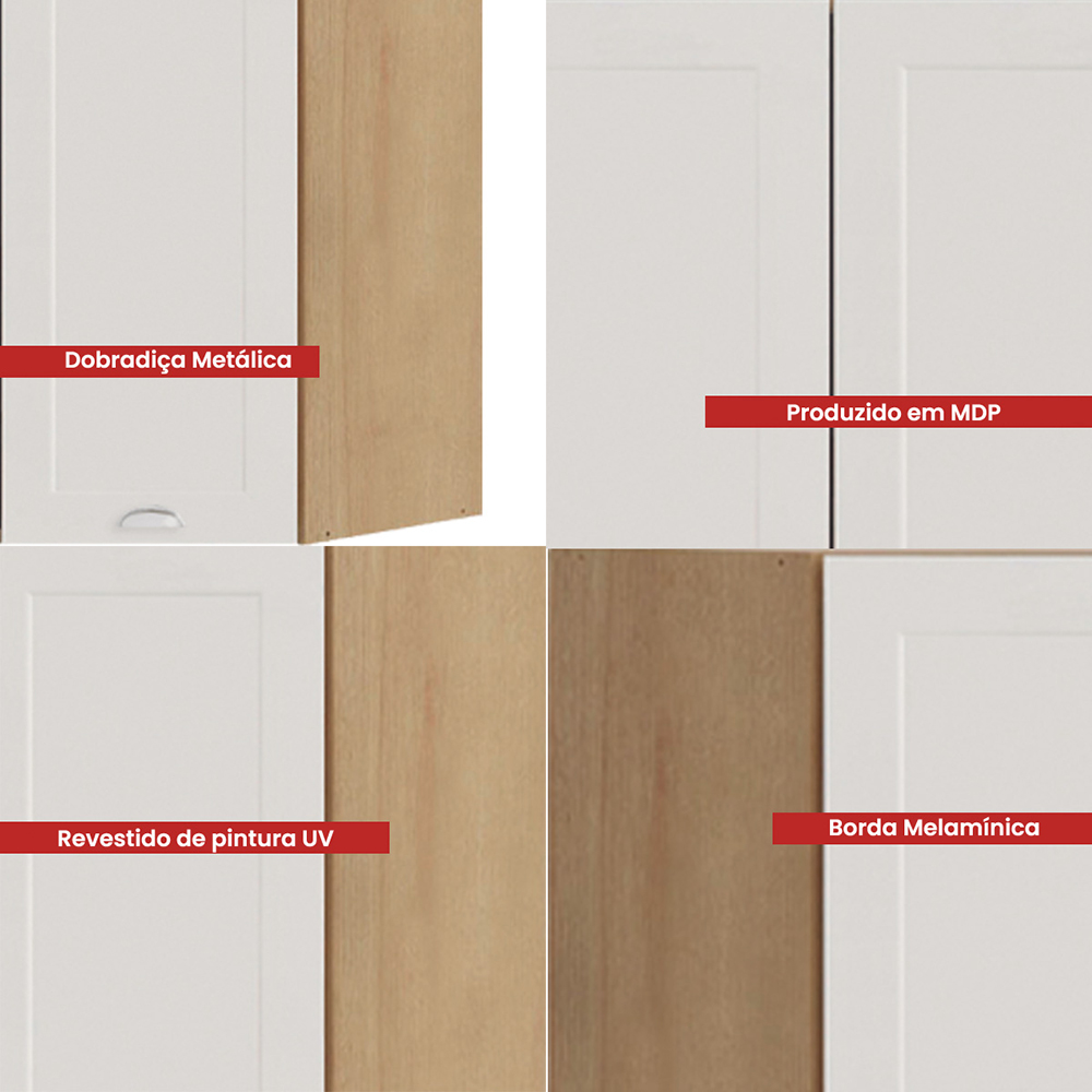 Balcao Para Pia Sem Tampo 2 Pt 3 Gv 120 cm CD1014 Branco Dtall