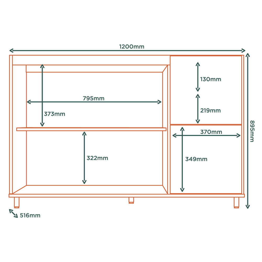 Balcao Para Pia Sem Tampo MDF 120 cm Tosc BT003 Freijo Freijo MXM