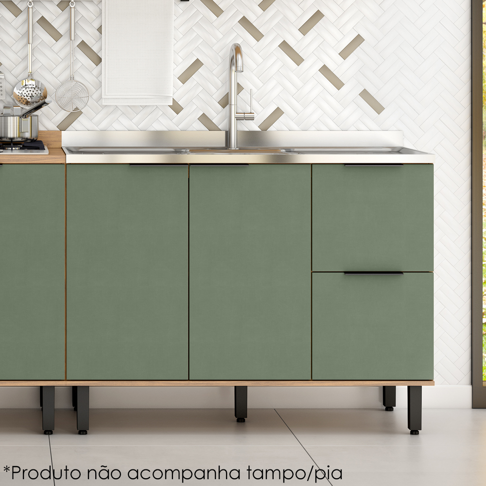 Balcao Para Pia Sem Tampo MDF 120 cm Tosc BT003 Freijo Jade MXM