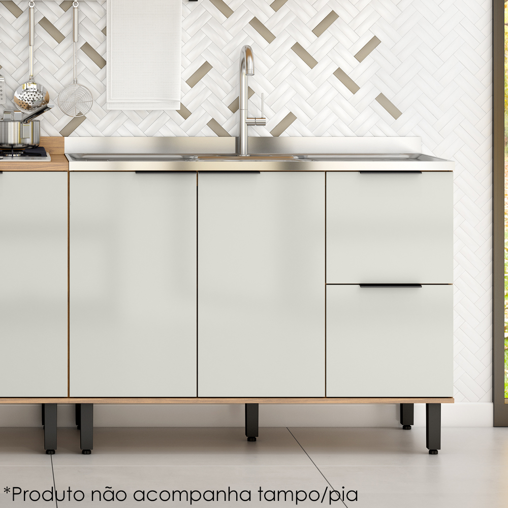 Balcao Para Pia Sem Tampo MDF 120 cm Tosc BT003 Freijo Off White MXM