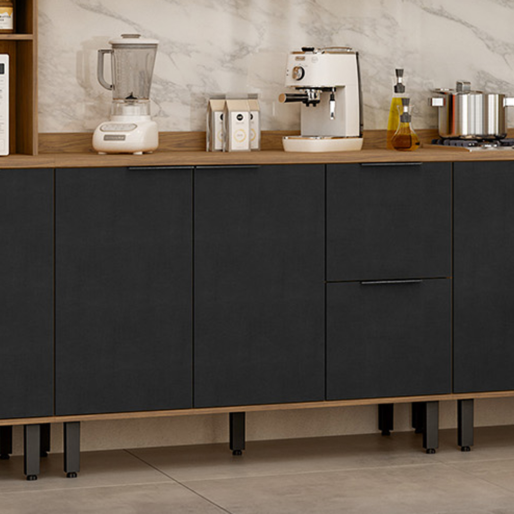Balcao Pia Com Tampo MDF 120 cm Tosc BT3 TP1 Freijo Nero MXM