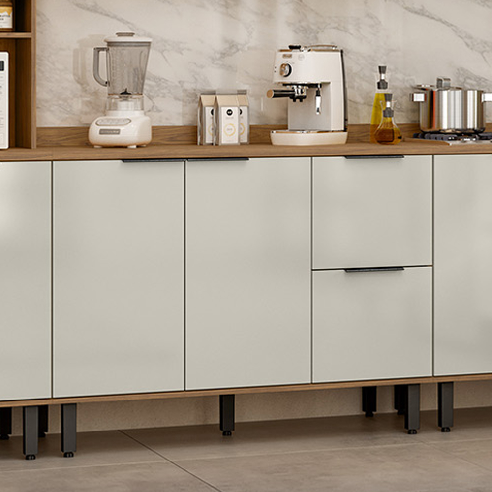 Balcao Pia Com Tampo MDF 120 cm Tosc BT3 TP1 Freijo Off White MXM