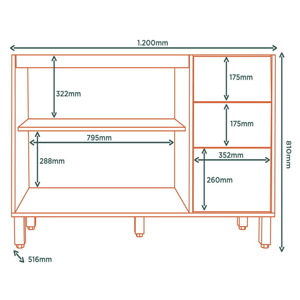 Balcao Pia Sem Tampo 120 cm GLOR BGL02 Branco Neve MXM