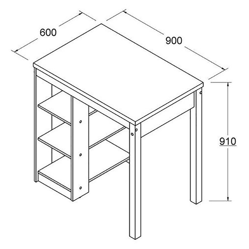 Bancada Ilha Cozinha 3 Prateleiras 90x60 cm CD1022 Branco Dtall