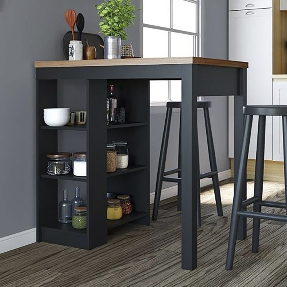Bancada Ilha Cozinha 3 Prateleiras 90x60 cm CD1022 Preto Dtall