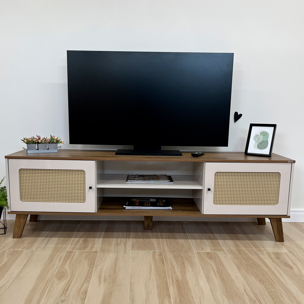 Bancada Para Tv 75 Pol 180 cm 4524 Pinho Off White ARLY