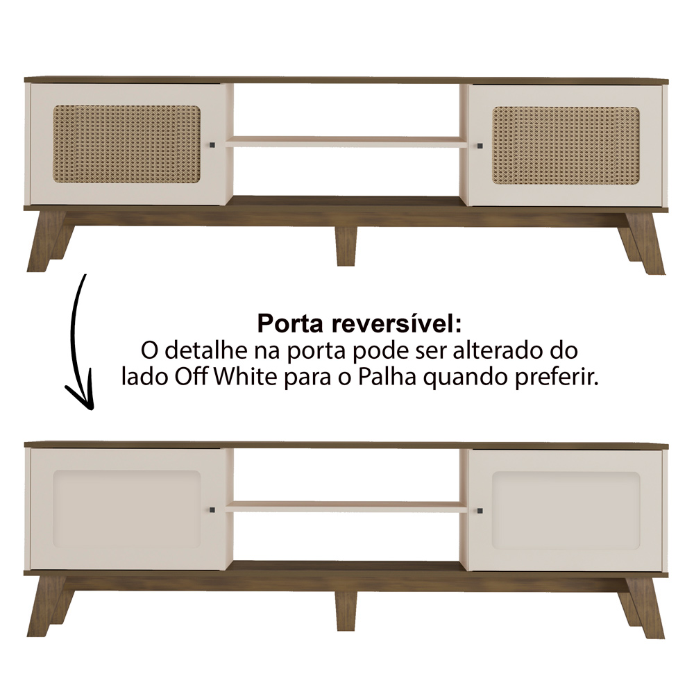 Bancada Para Tv 75 Pol 180 cm 4524 Pinho Off White ARLY