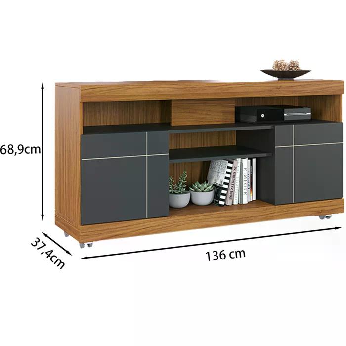 Bancada Rack Para TV 47 Polegadas Yara Noce Milano Preto CLB