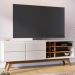 Bancada Rack Para TV 70 Polegadas Com Adega Noronha Off White Matte Freijo CLB