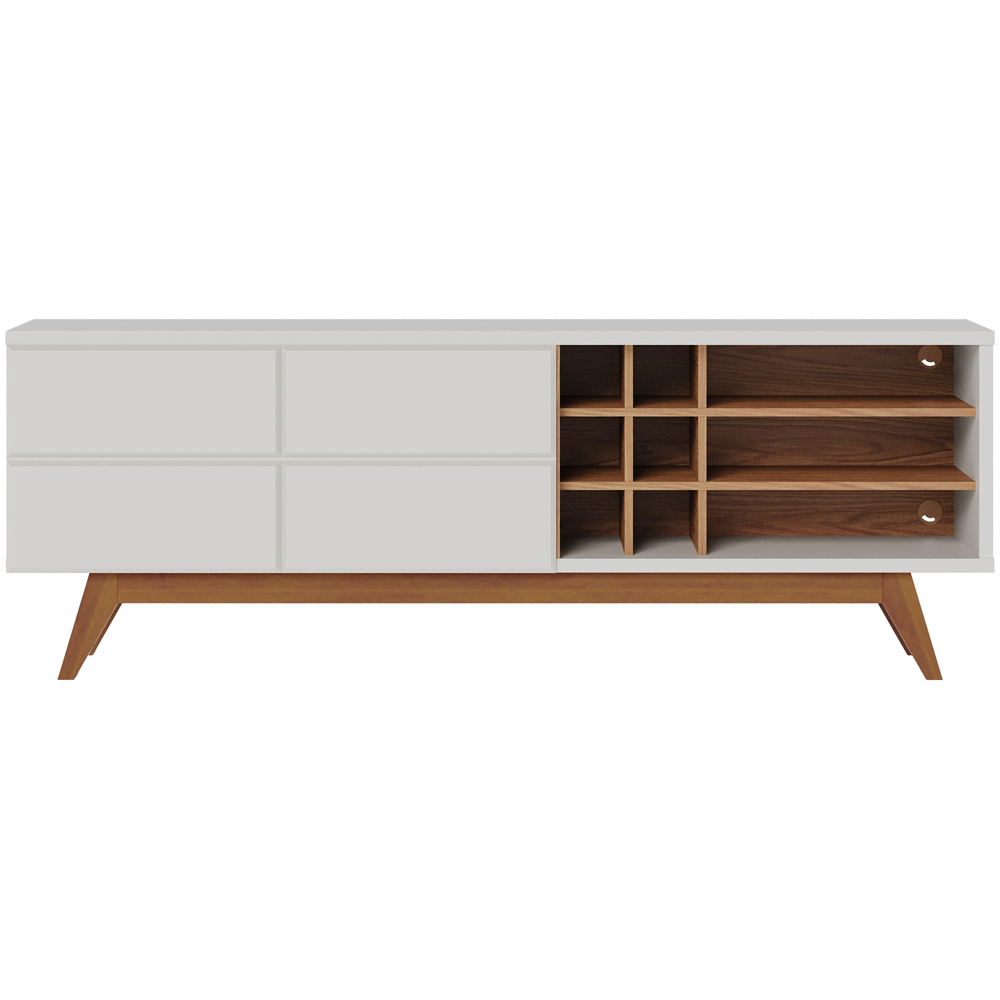 Bancada Rack Para TV 70 Polegadas Com Adega Noronha Off White Matte Freijo CLB