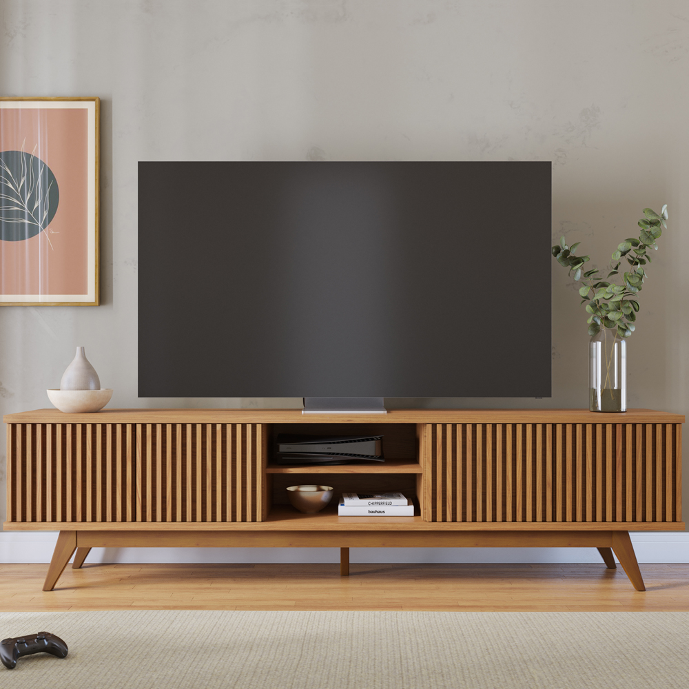 Bancada Rack TV 75 Pol 218 cm Fortaleza Freijo CLB