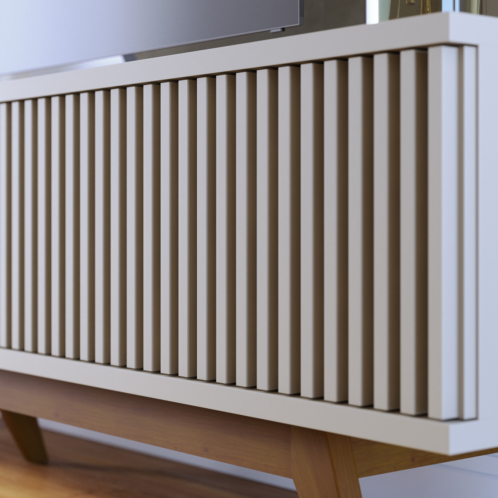 Bancada Rack TV 75 Pol 218 cm Fortaleza Off White Matte CLB