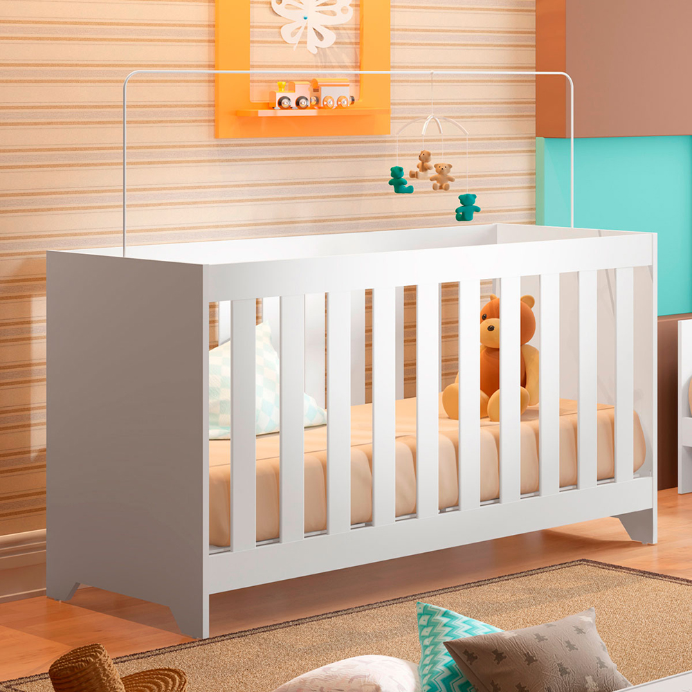 Berço Mini Cama 3 em 1 Multifuncional 133x64 cm BBI51 Branco Dtall