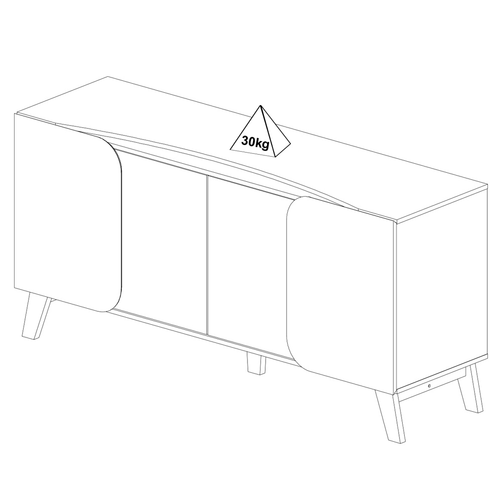 Buffet 4 Portas Sala de Jantar 160 cm 4505 Off White Pinho ARLY