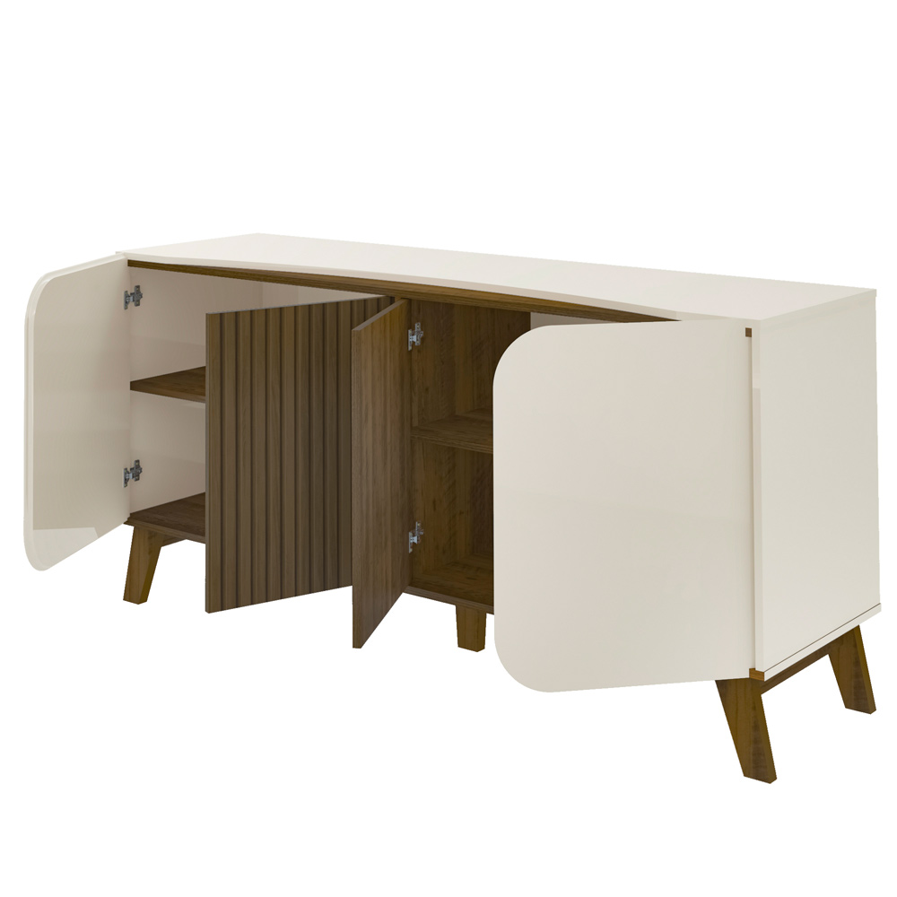Buffet 4 Portas Sala de Jantar 160 cm 4505 Off White Pinho ARLY