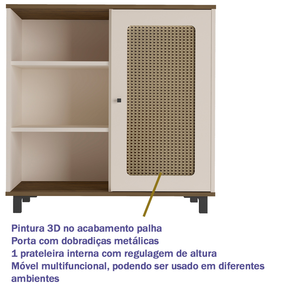 Buffet Aparador 1 Porta 80 cm 4520 Pinho Off White ARLY
