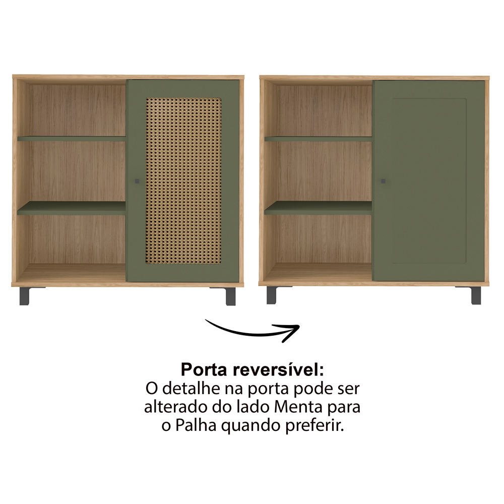Buffet Aparador 1 Porta 80 cm 4535 Carvalho Menta ARLY