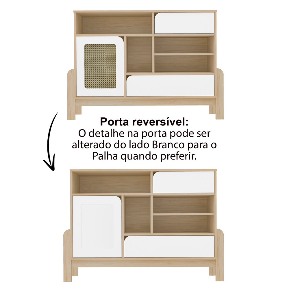 Buffet Aparador 1P 2G 122 cm 4607 Naturale Branco ARLY