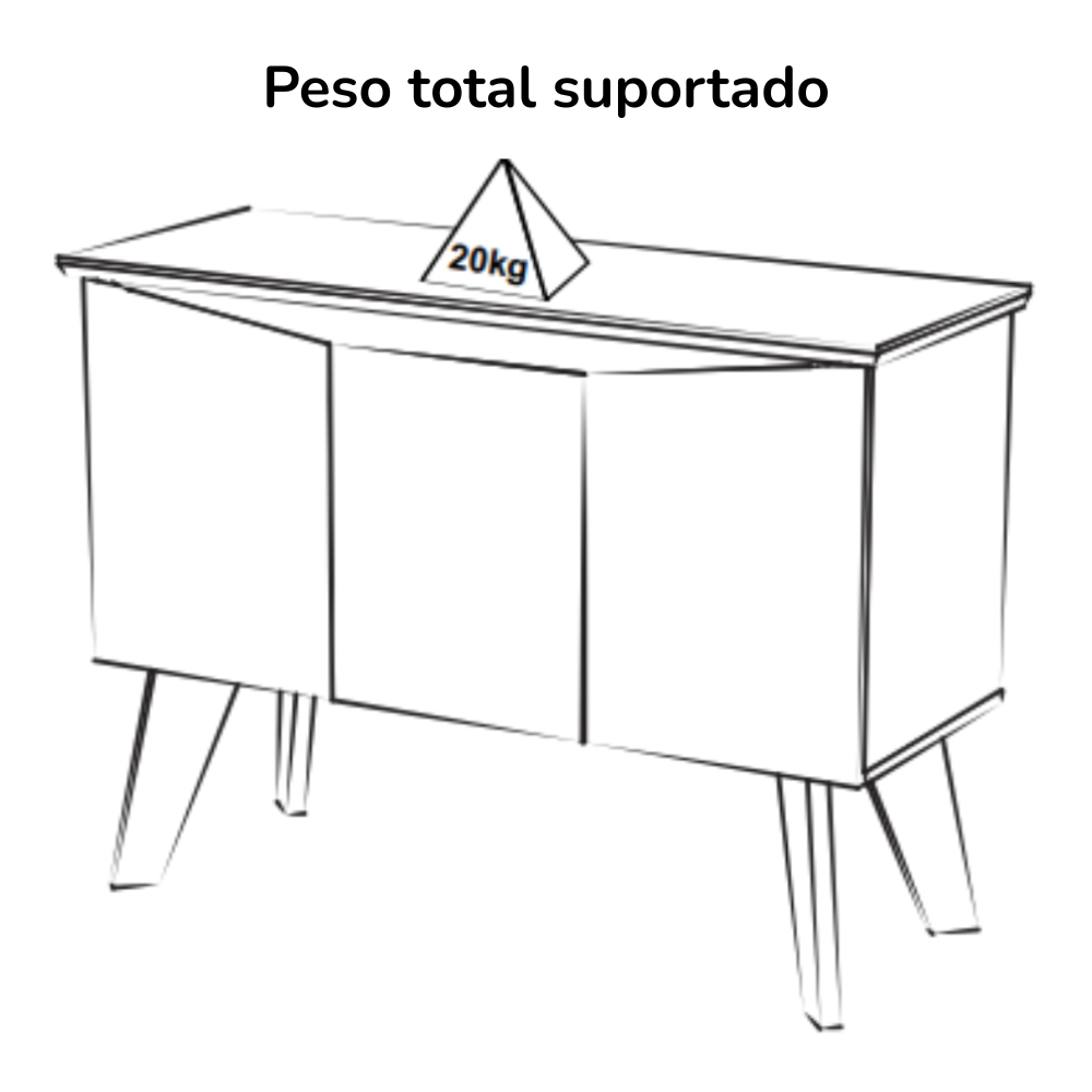 Buffet Aparador 3P Bordas Invertidas Carvalho Grafite ARLY