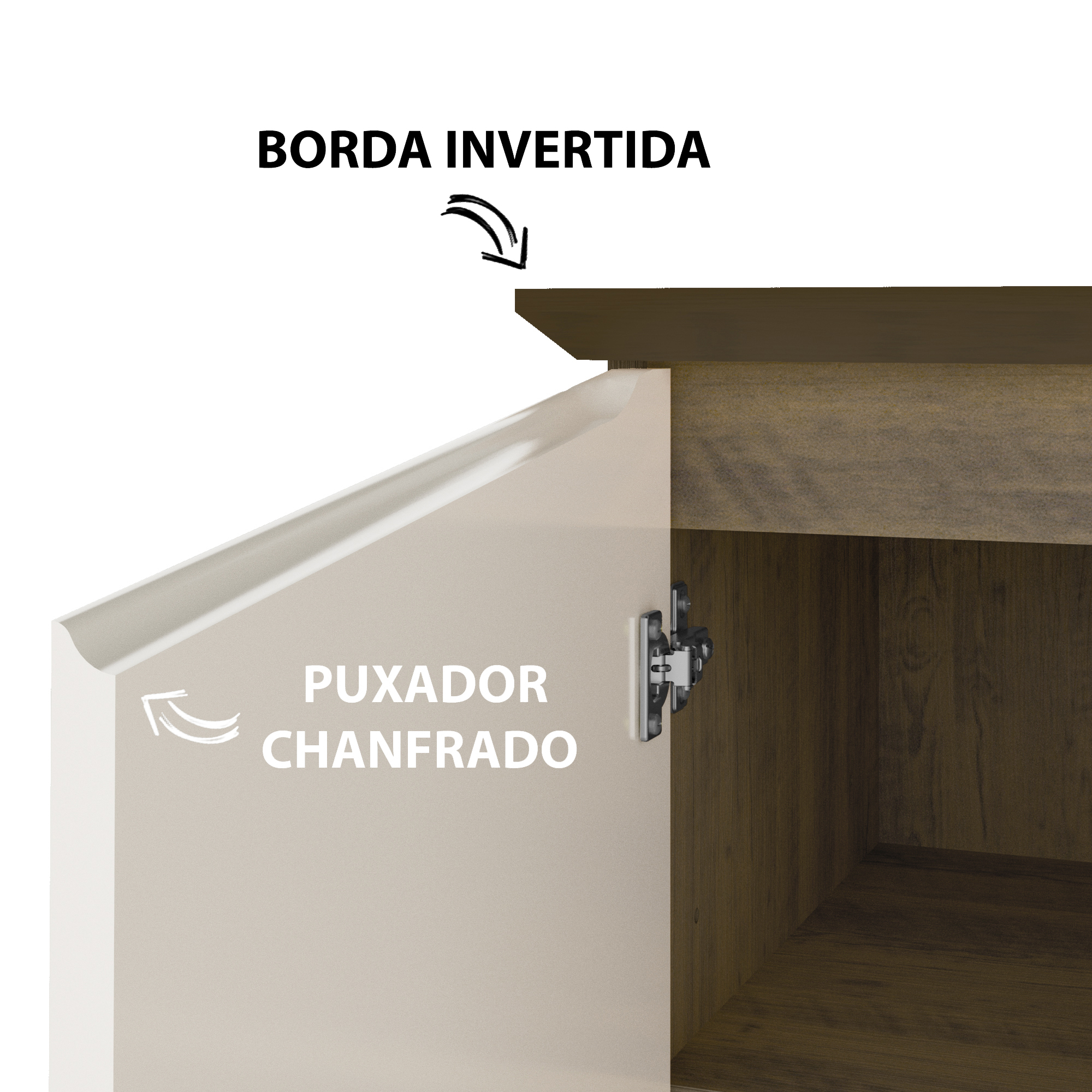 Buffet Aparador 3P Bordas Invertidas Pinho Off White ARLY