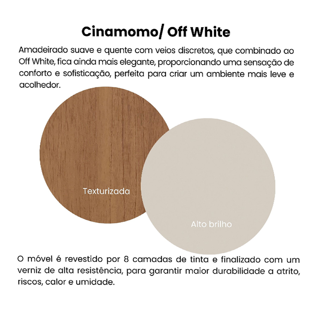 Buffet Aparador Curvo 2 Portas 140 cm Cinamomo Off White ARLY