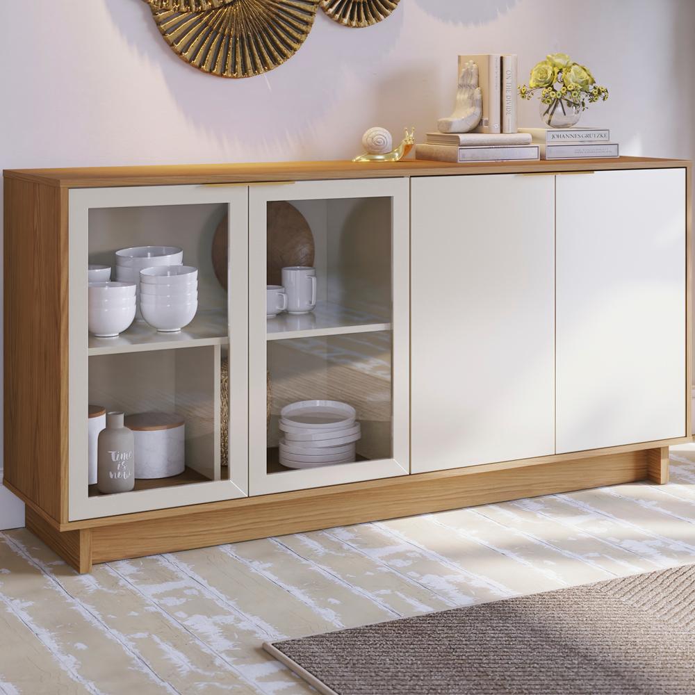 Buffet Bancada 4 Portas 160 cm Vitoria Off White Freijo CLB