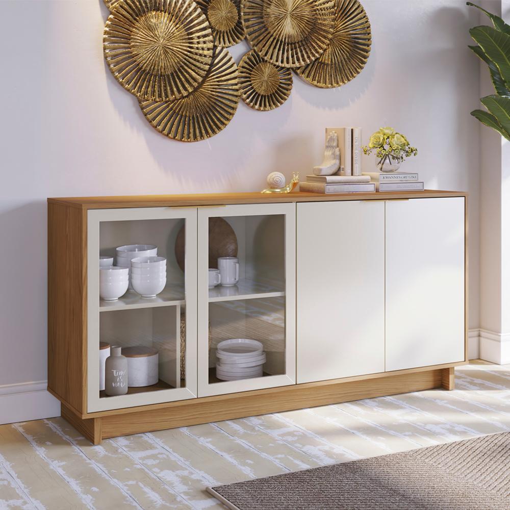 Buffet Bancada 4 Portas 160 cm Vitoria Off White Freijo CLB