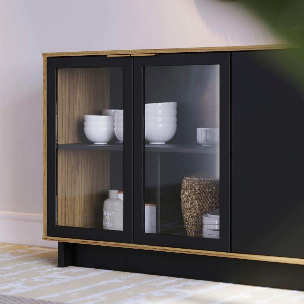 Buffet Bancada 4 Portas 160 cm Vitoria Preto Noce Milano CLB
